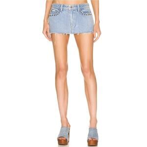DUNDAS x REVOLVE Love Mini Skirt in Denim Studded Sz 24